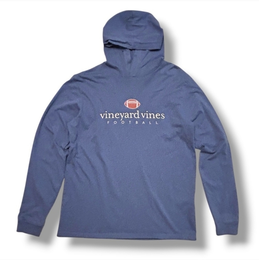 VINEYARD VINES Football Hooded Long Sleeve Shirt Blue Moonshine